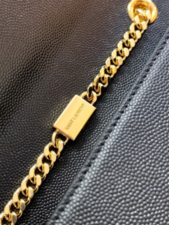 Saint Laurent Kate Medium Chain Bag In Black Grain De Poudre Leather