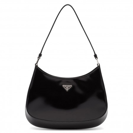 Prada Cleo Small Bag In Black Brushed Leather