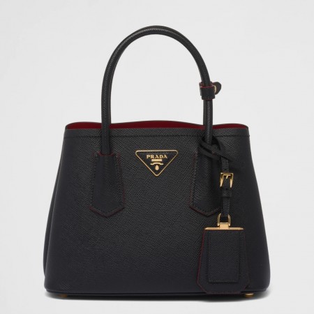 Prada Double Mini Bag In Black Saffiano Leather