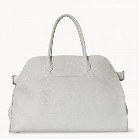 The Row Margaux 15 Top Handle Bag in White Grained Leather