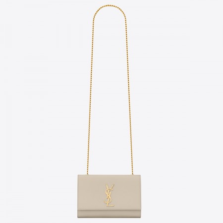 Saint Laurent Kate Small Chain Bag In Ivory Grain De Poudre Leather