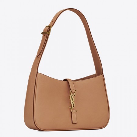 Saint Laurent Le 5 À 7 Hobo Bag in Brown Smooth Leather