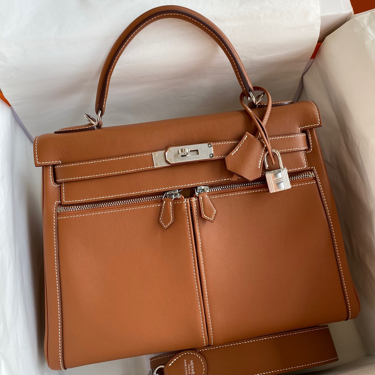 Replica Hermes Kelly 28cm Bag In Vert Criquet Epsom Leather GHW