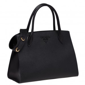 Prada Monochrome Medium Bag In Black Saffiano Leather