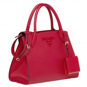 Prada Monochrome Small Bag In Red Saffiano Leather