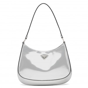 Prada Cleo Small Bag In Silver Brushed Leather