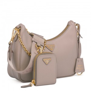 Prada Re-Edition 2005 Shoulder Bag In Taupe Saffiano Leather