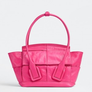Bottega Veneta Arco Mini Bag In Pink Intrecciato Leather