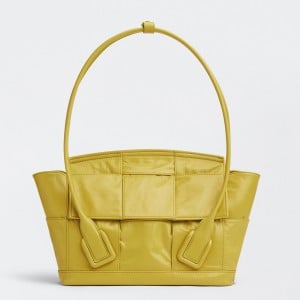 Bottega Veneta Arco Small Bag In Yellow Intrecciato Leather