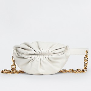 Bottega Veneta The Pouch Belt Bag In White Lambskin