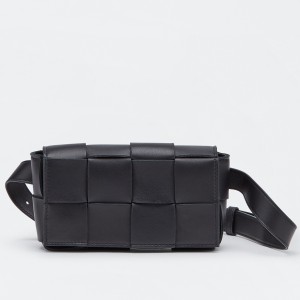 Bottega Veneta Cassette Belt Bag In Black Lambskin