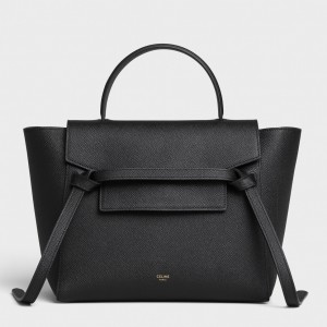 Celine Micro Belt Bag In Black Grained Calfskin