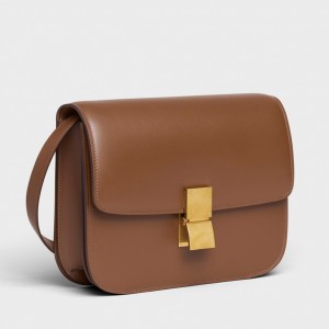 Celine Classic Box Medium Bag In Camel Box Calfskin