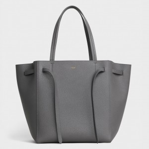 Celine Small Cabas Phantom Bag In Grey Grained Calfskin