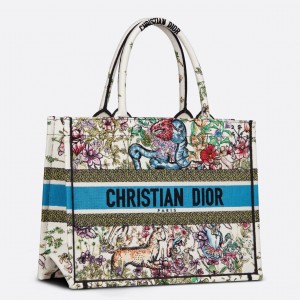 Dior Medium Book Tote Bag In Latte D-Constellation Embroidery