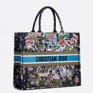 Dior Large Book Tote Bag In Blue D-Constellation Embroidery 