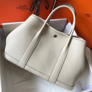 Hermes Garden Party 30 Bag In Beton Clemence Leather