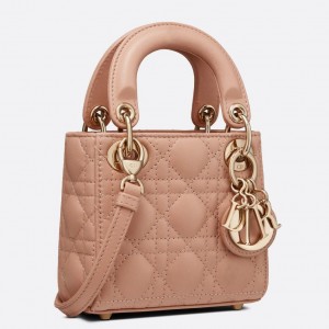Dior Lady Dior Micro Bag In Poudre Cannage Lambskin