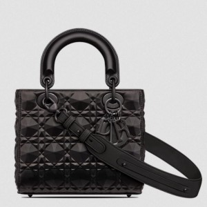 Dior Small Lady Dior My ABCDior Bag in Black Calfskin with Diamond Motif