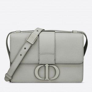 Dior 30 Montaigne Medium Bag In Grey Ultramatte Grained Calfskin