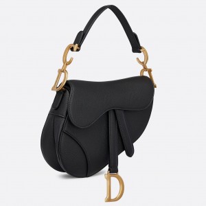 Dior Saddle Mini Bag In Black Grained Calfskin