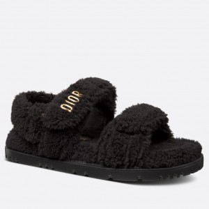 Dior Dioract Sandals In Black Shearling