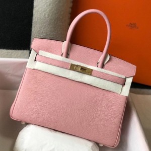 Hermes Birkin 30 Bag in Pink Clemence Leather with GHW