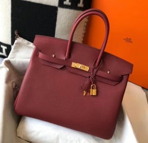 Hermes Birkin 35 Bag in Ruby Clemence Leather with GHW