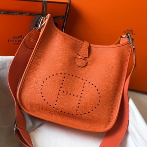 Hermes Evelyne III 29 Bag In Orange Clemence Leather