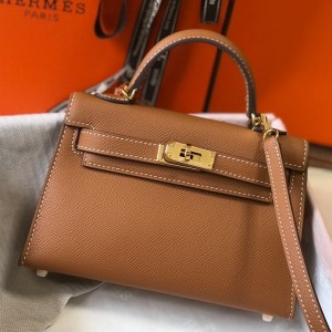Hermes Kelly Mini II Sellier Bag In Gold Epsom Leather