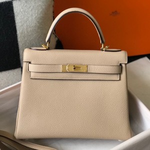 Hermes Kelly 32cm Retourne Bag in Trench Clemence Leather GHW