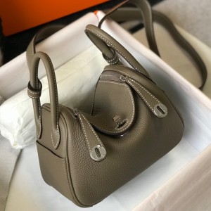 Hermes Lindy Mini Bag In Taupe Clemence Leather PHW