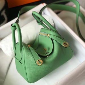 Hermes Lindy Mini Bag In Vert Criquet Clemence Leather GHW