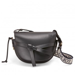 Loewe Gate Small Bag In Black Calfskin and Jacquard