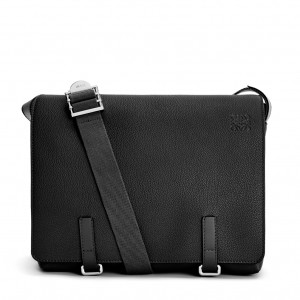 Loewe Military Messenger Bag in Black Grained Calfskin