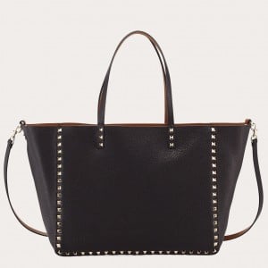 Valentino Rockstud Medium Reversible Tote Bag Noir