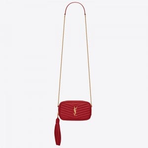 Saint Laurent Lou Mini Bag In Red Calfskin