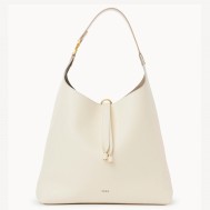 Chloe Marcie Hobo Bag in White Grained Leather
