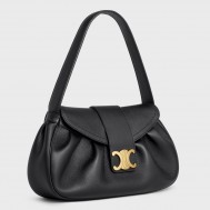 Celine Medium Polly Shoulder Bag in Black Calfskin