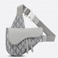 Dior Men's Saddle Bag In Gray CD Diamond Canvas