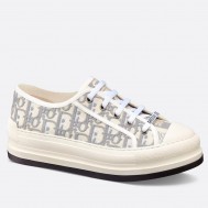 Dior Walk'n'Dior Platform Sneakers in Grey Oblique Embroidered Cotton 