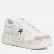 Dior Star Platform Sneakers in White Calfskin with Black Star 
