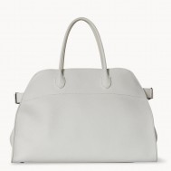 The Row Margaux 15 Top Handle Bag in White Grained Leather