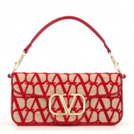 Valentino Large Loco Shoulder Bag in Red Toile Iconographe