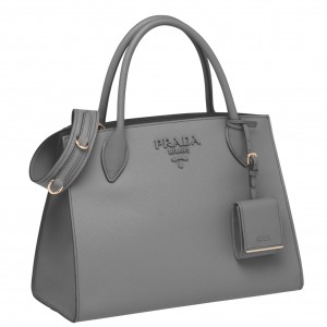 Prada Monochrome Medium Bag In Grey Saffiano Leather