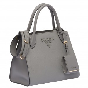 Prada Monochrome Small Bag In Grey Saffiano Leather