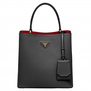 Prada Medium Panier Bag In Black Saffiano Leather