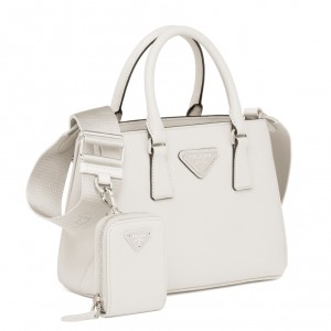Prada Galleria Mini Bag In White Saffiano Leather