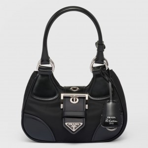 Prada Moon Bag in Black Re-Nylon and Leather