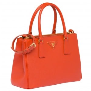 Prada Galleria Medium Bag In Orange Saffiano Leather